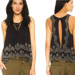 Free People Toosaloosa Slub Attina Boho Cut Out Tank Top Shirt